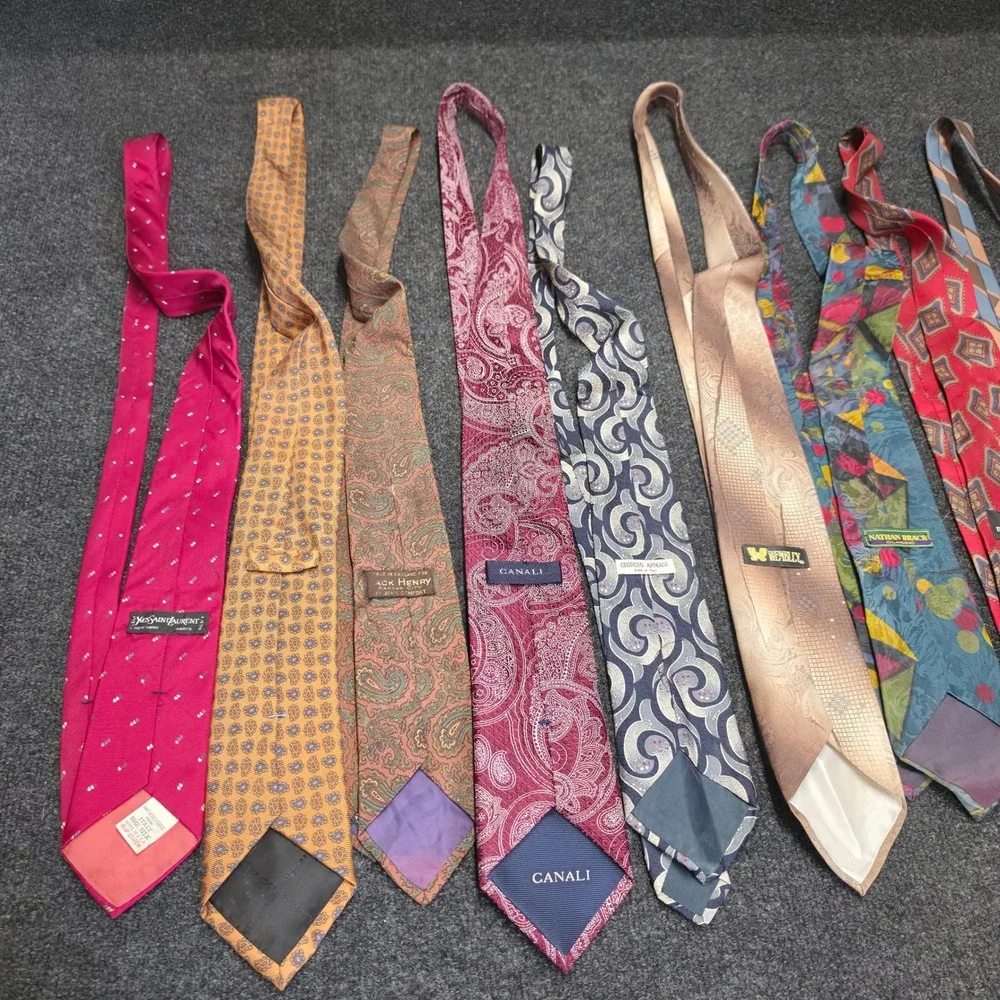 Vintage Designer Silk Tie Lot Yves Saint Laurent Armani Canali Balmain 9pc